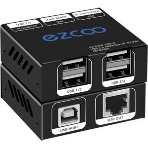 USB Extender 165ft 50m 4-Port USB2.0 HUB by Cat5e Cat6 -Two Webcam Work Sync